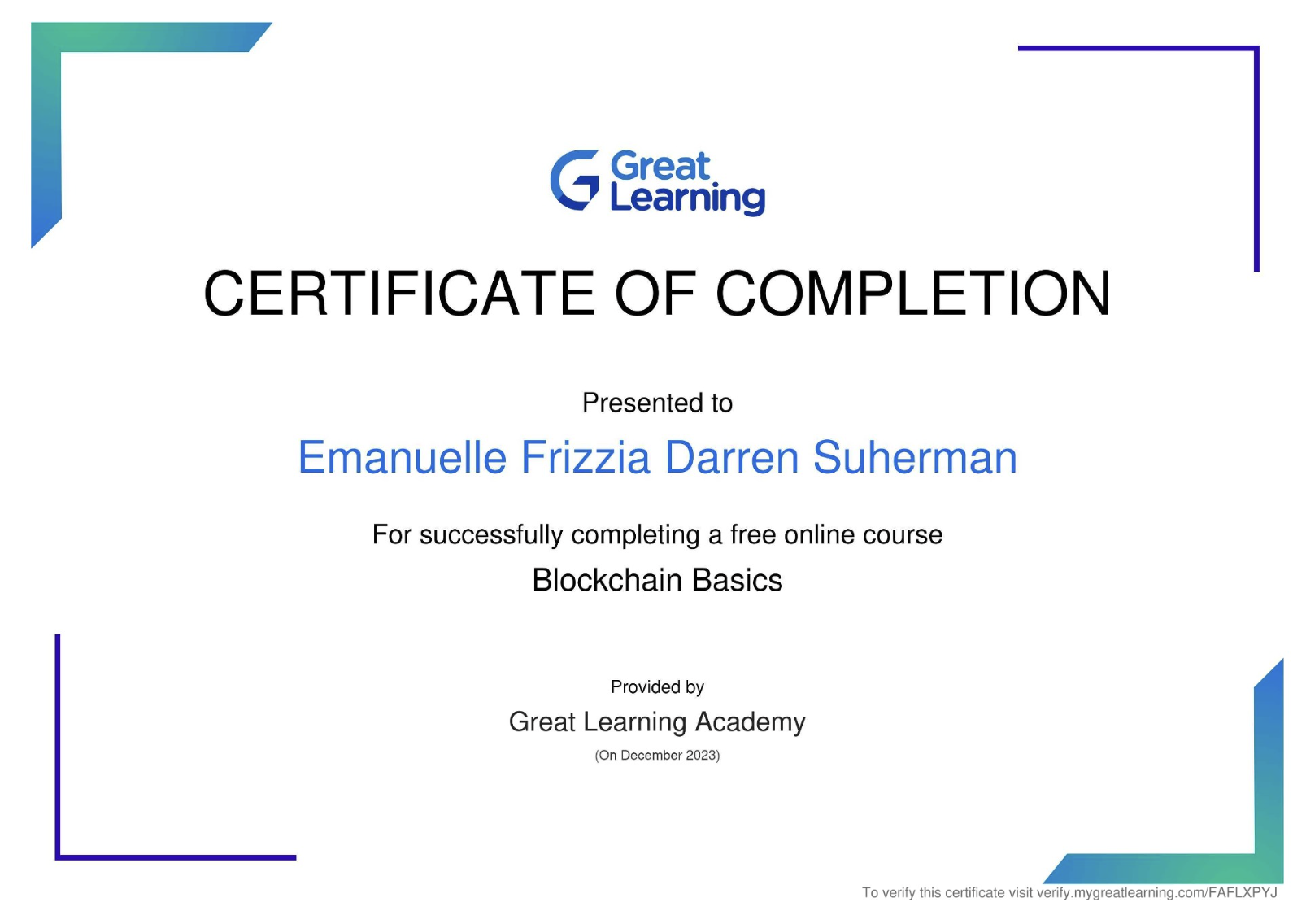 Blockchain certificate
