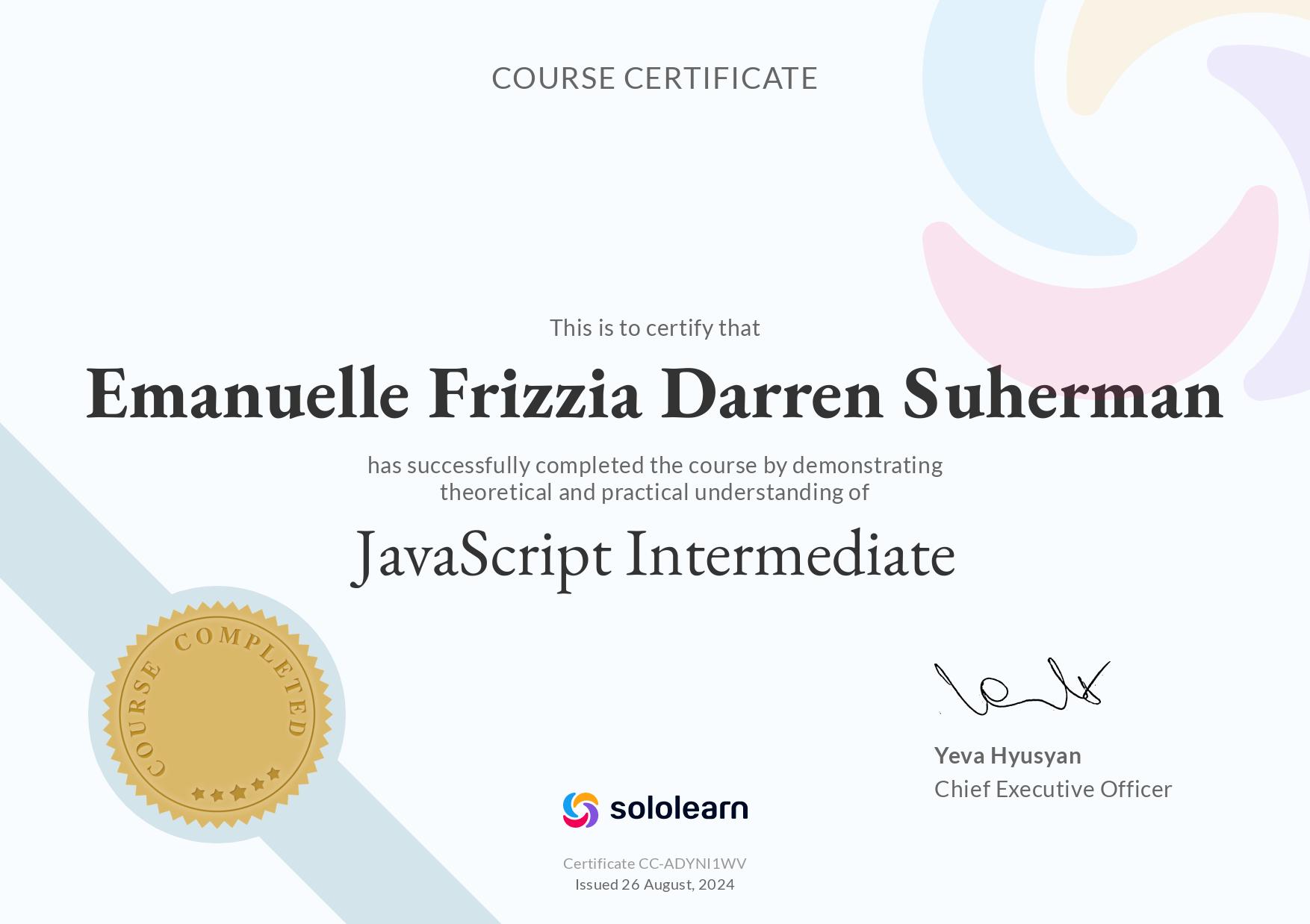 Javascript Intermediate certificate